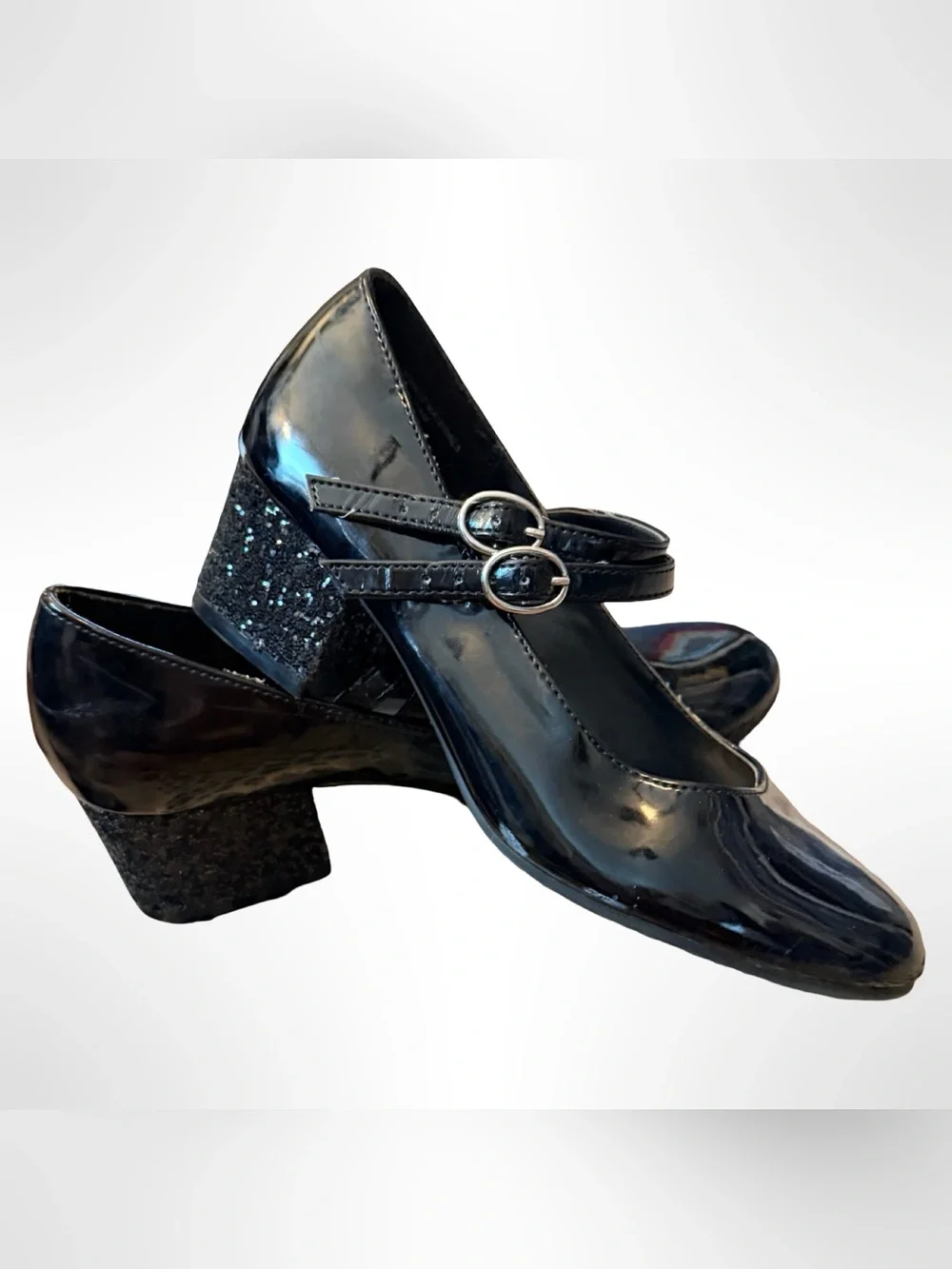 Cat & Jack Girls’ Black Patent Mary Jane Heel Shoes | Size 2